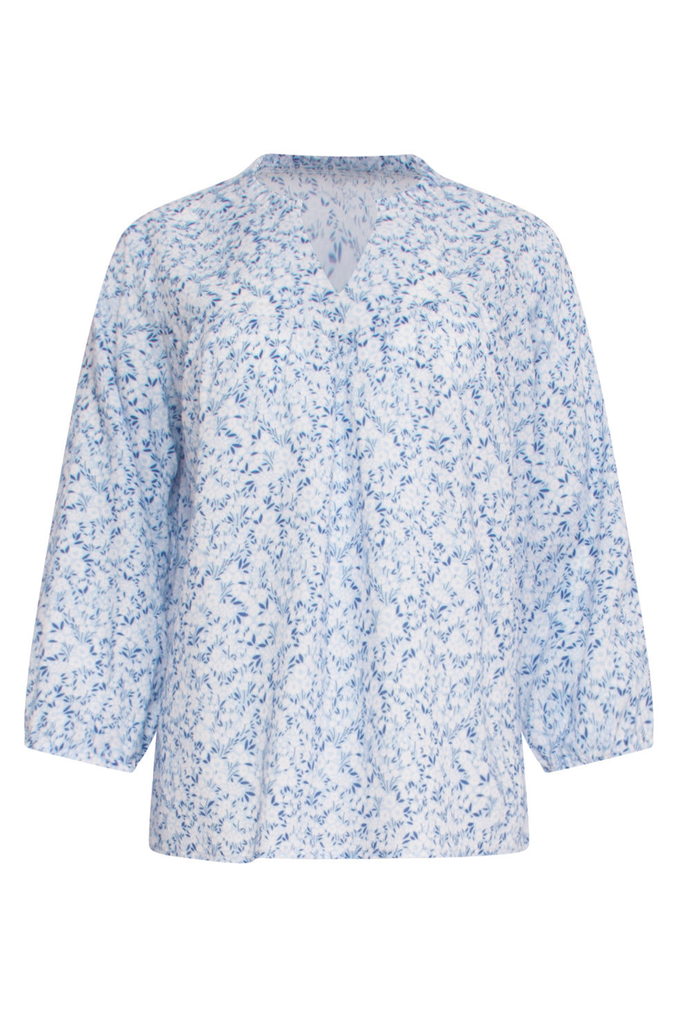 24345 Ditsy Bloemen Top | Blue - White