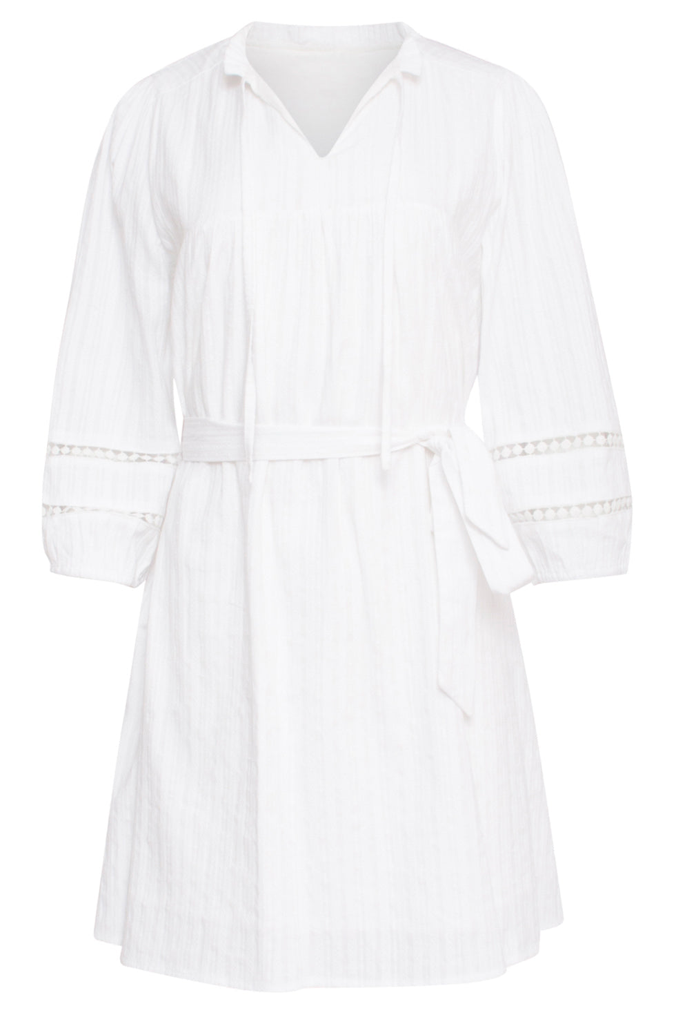 24357 Dames Te Korte Jurk Met Driekwart Mouwengehaakte Tapes | White