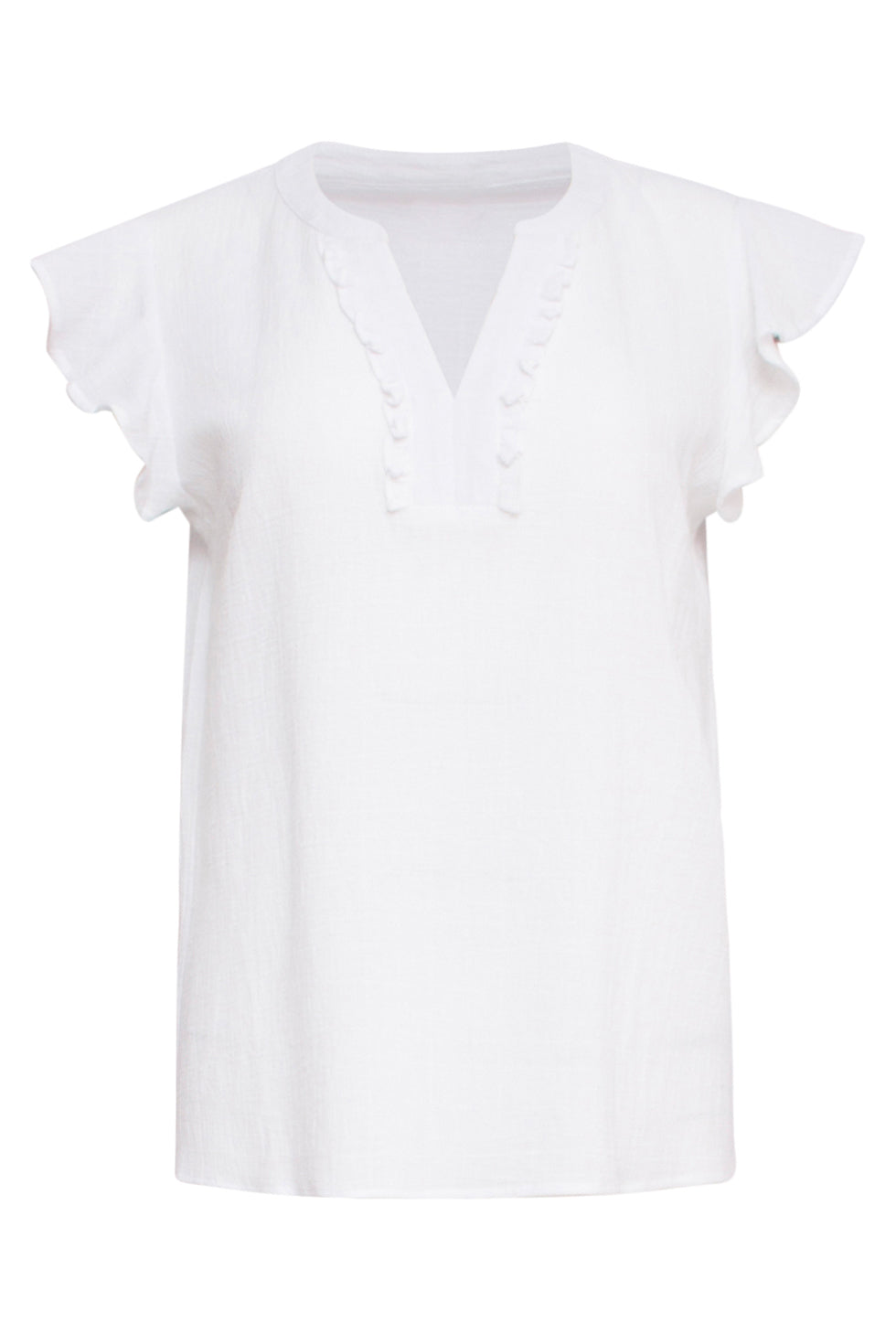 24359 Dames KorTe Ruffle Mouw te Top | White