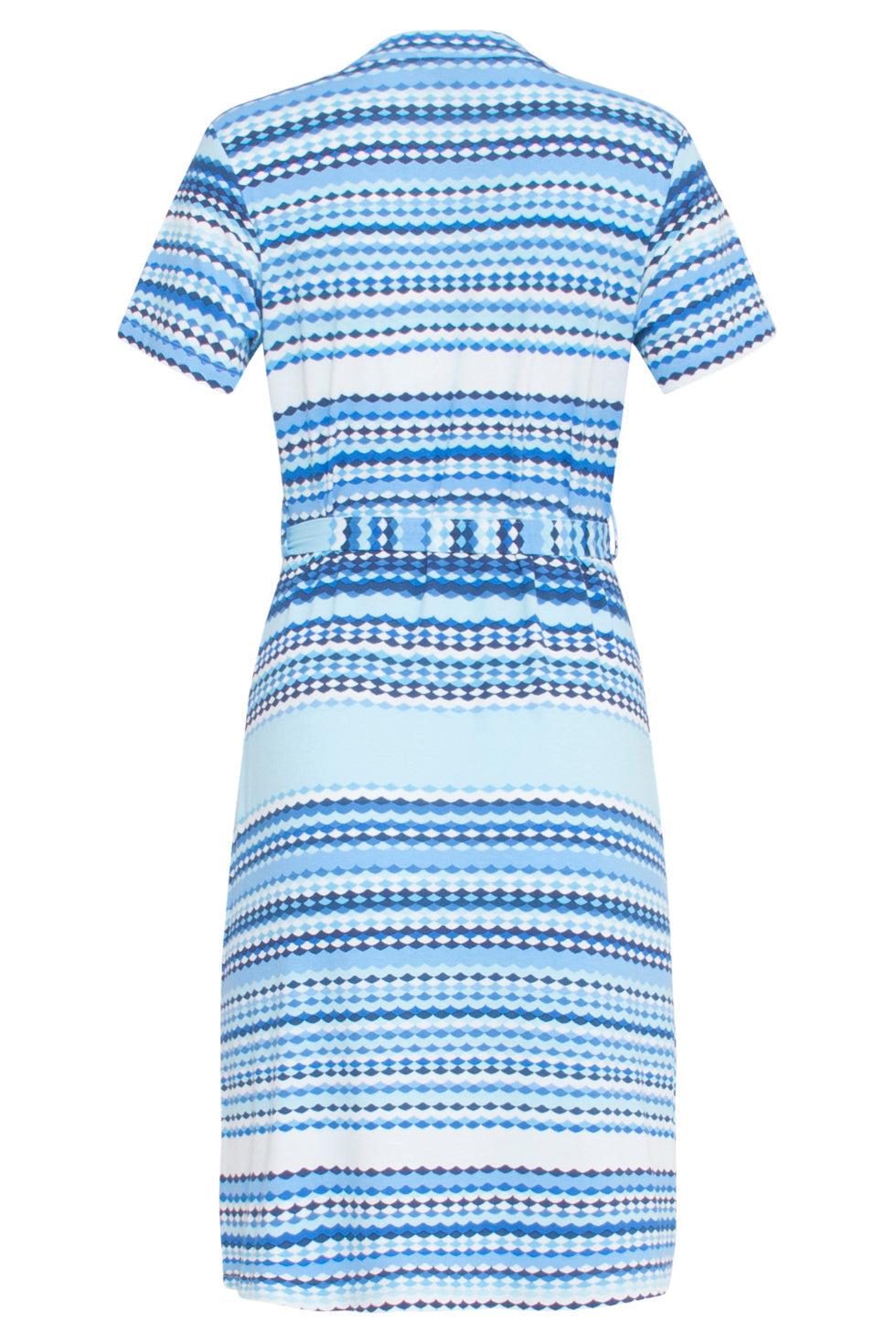 24361 Dames Korte Jurk Met Grafische Print | Light Blue - Blue