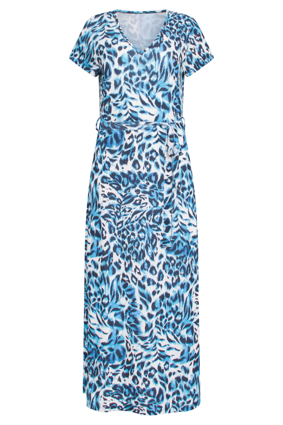 24363 Dames Maxi Te Jurk Met Dieren Print | White-Light Blue