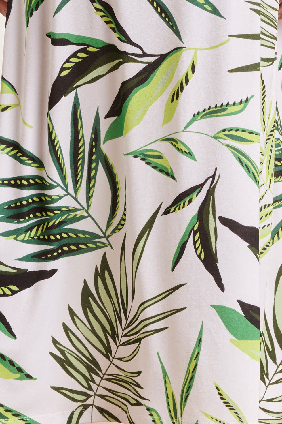 24373 Dames Maxi Jurk Zonder Mouwenallover Bladeren Print | Green - Off White