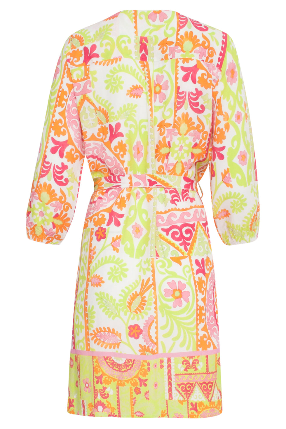 24374 Dames Korte Jurk Met Ornament Print | Muticolour