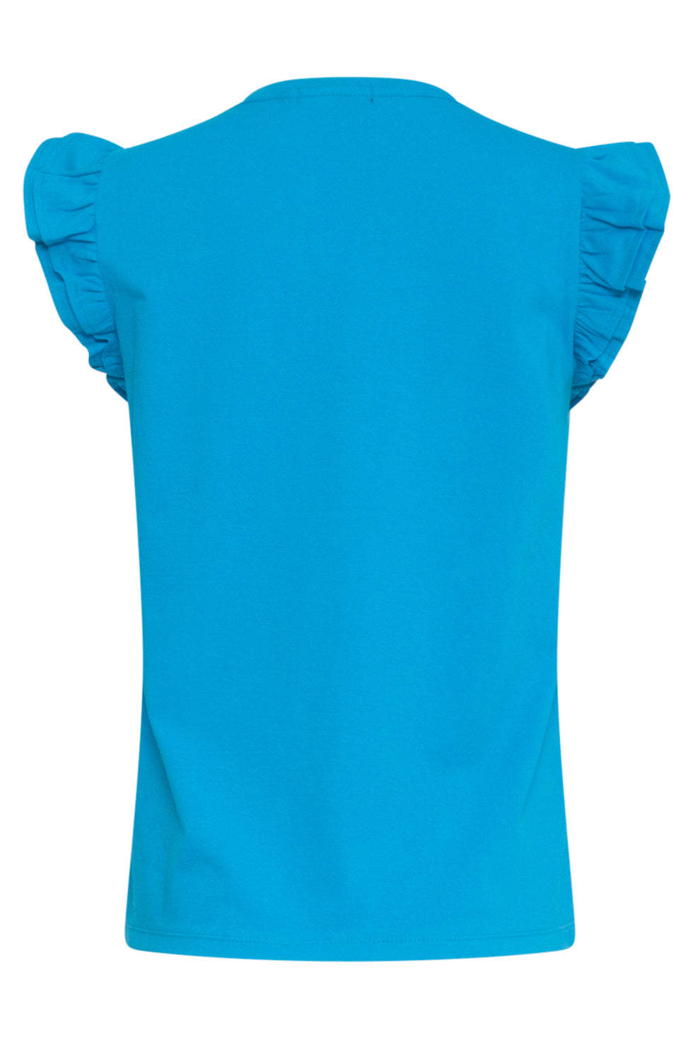 24384 Dames T-Shirt Met Korte Mouwendubbele Ruches | Light Blue