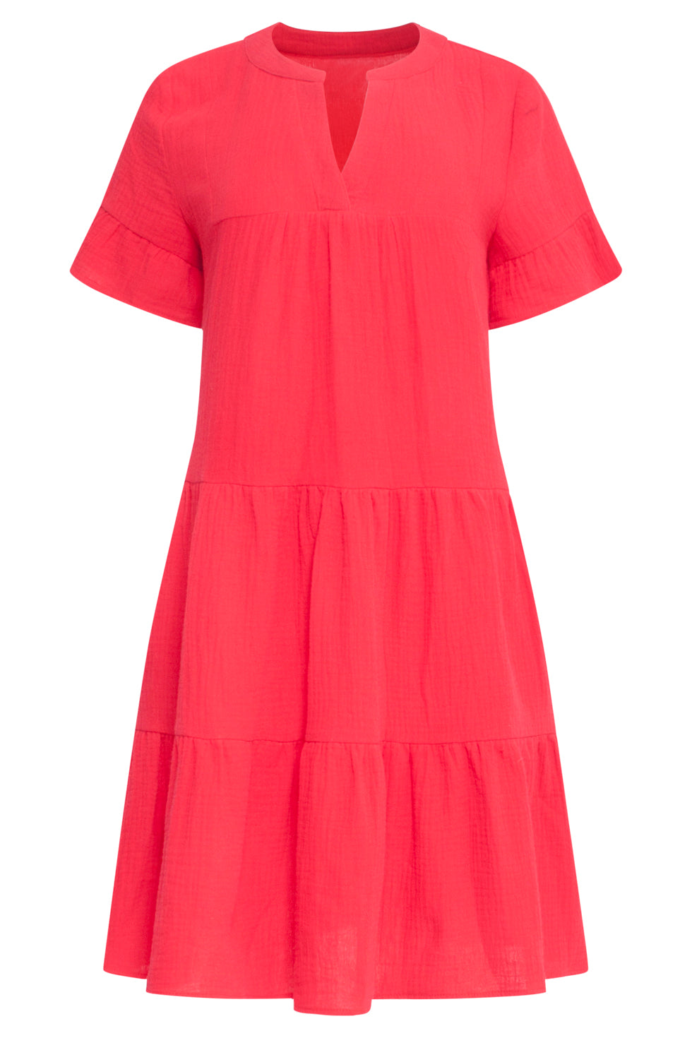 24418 Fel Kort Zomerjurkje Met Ruches | Red