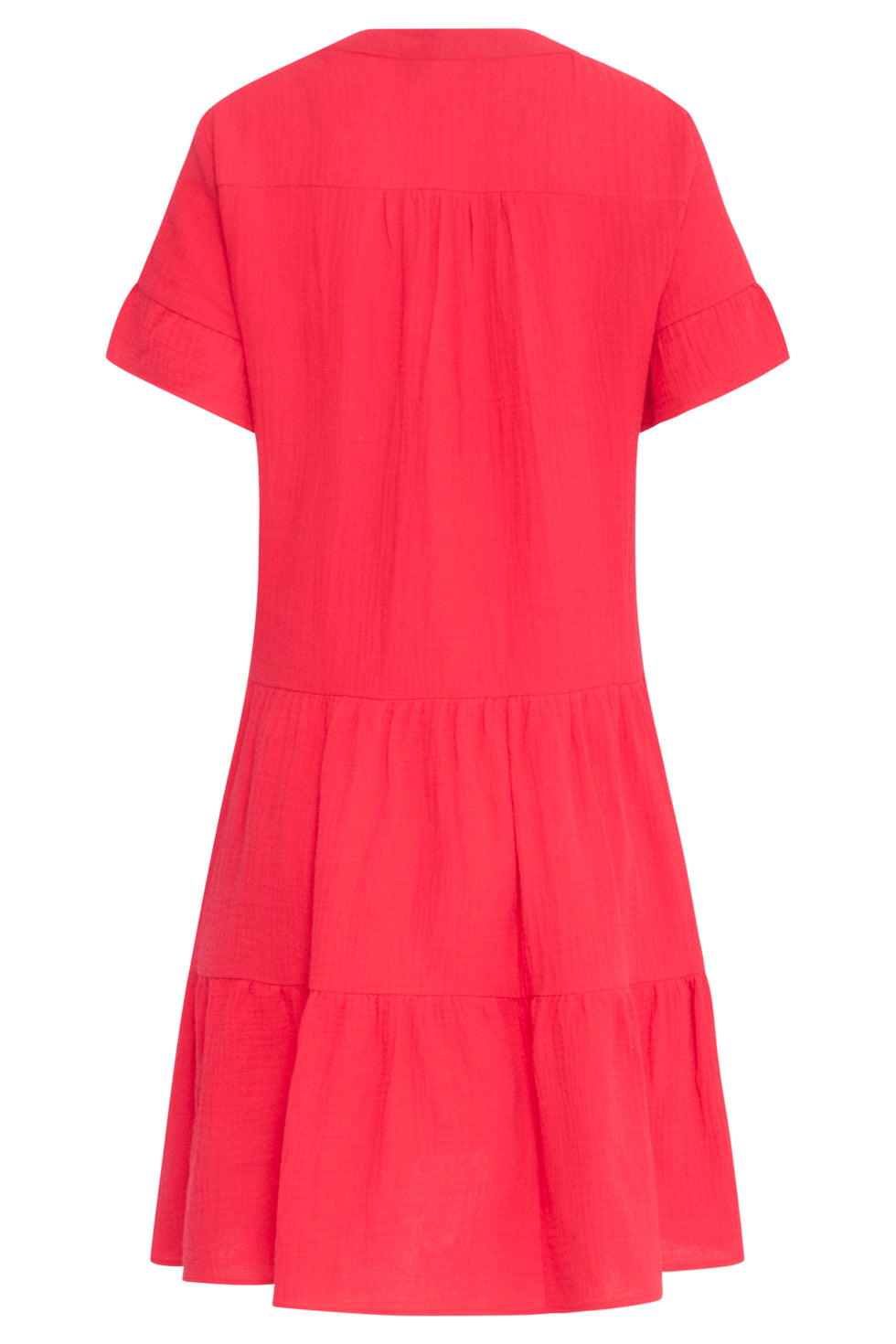 24418 Fel Kort Zomerjurkje Met Ruches | Red