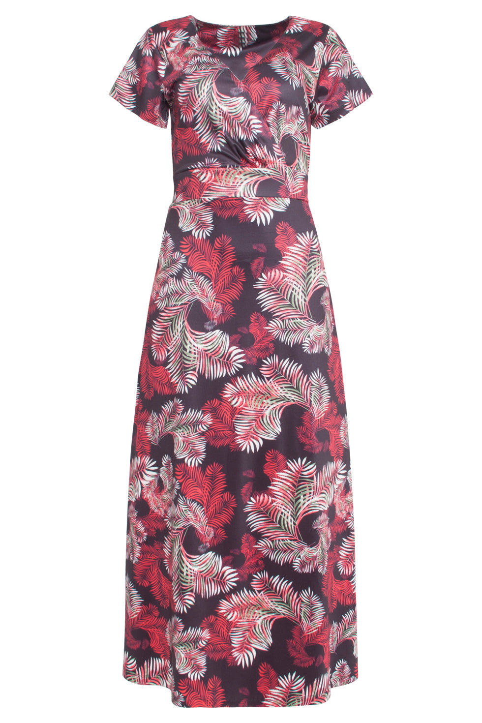 24421 Zomerjurk Met Bladprint - Stretchlicht Aansluitend | Muticolour