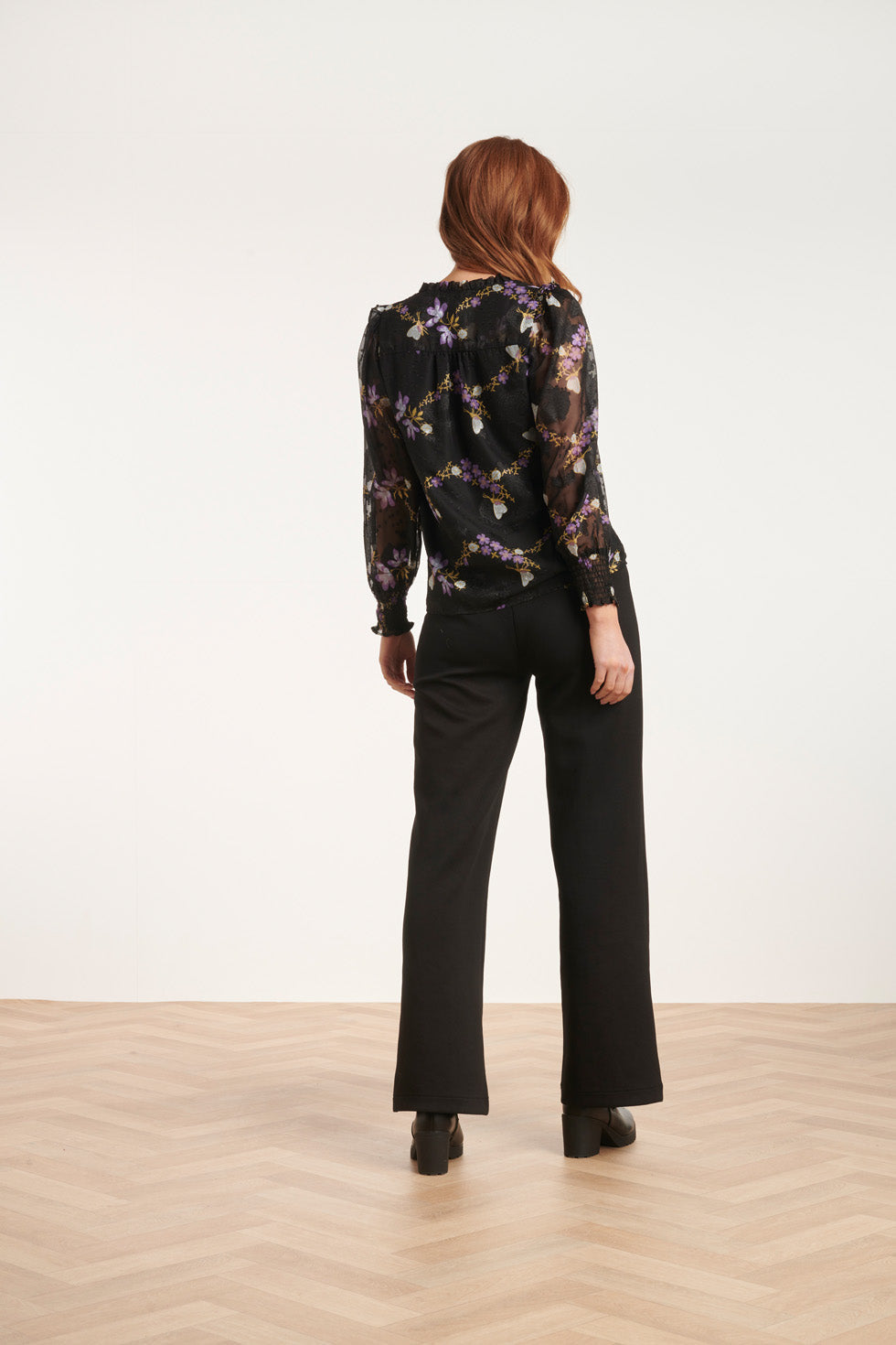 24503 e Chiffon Top | Black - Muticolour