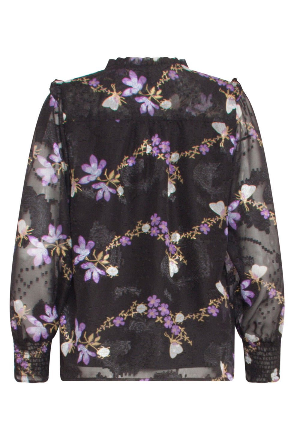 24503 e Chiffon Top | Black - Muticolour