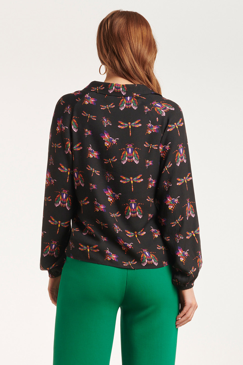 24506 e Shirt Blouse Met Insectenprint | Black - Muticolour