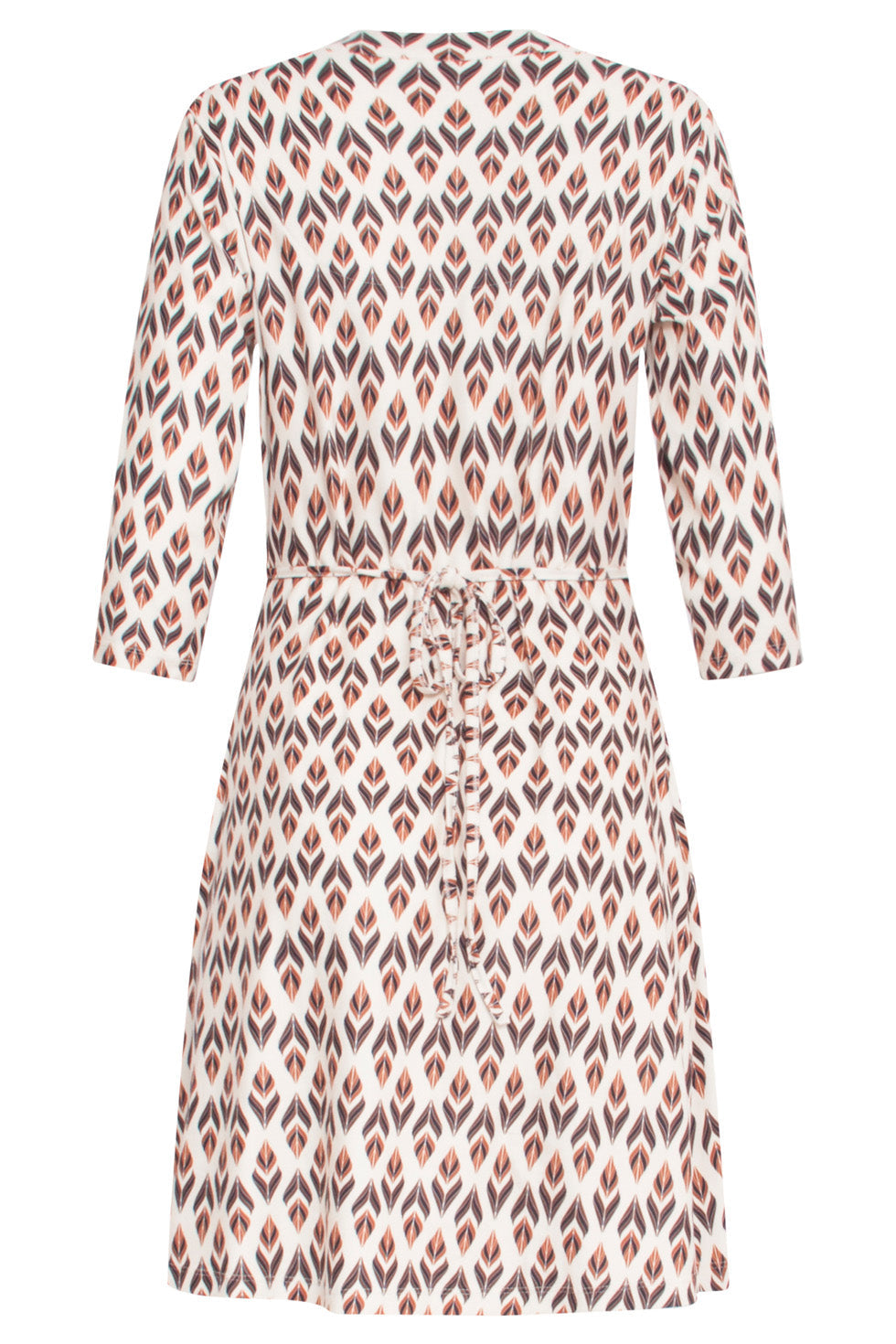 24510 Blad Bedrukte Korte Jurk | Sand - Brown