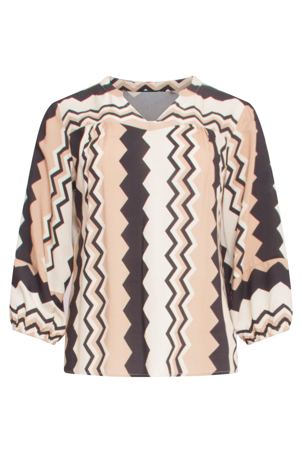24529 Zigzag Top | Sand - Black
