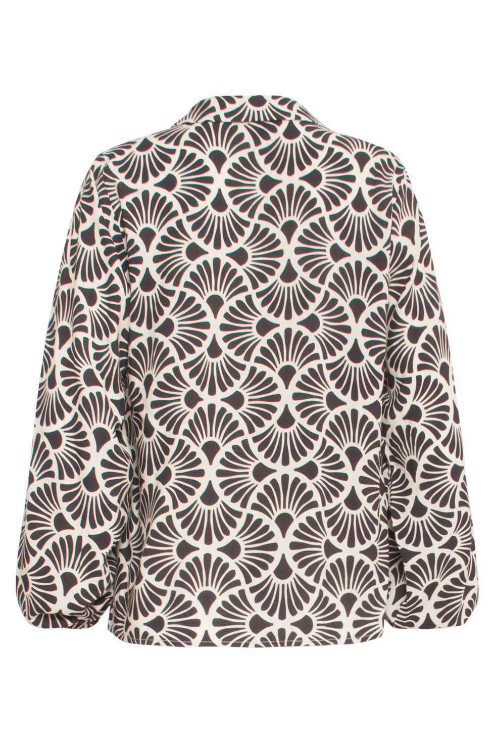 24534 Grafisch Bedrukte Top | Sand - Black