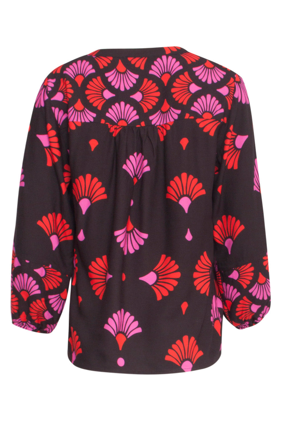 24539 E Top Met Fuchsia Grafische Print | Blackwhite