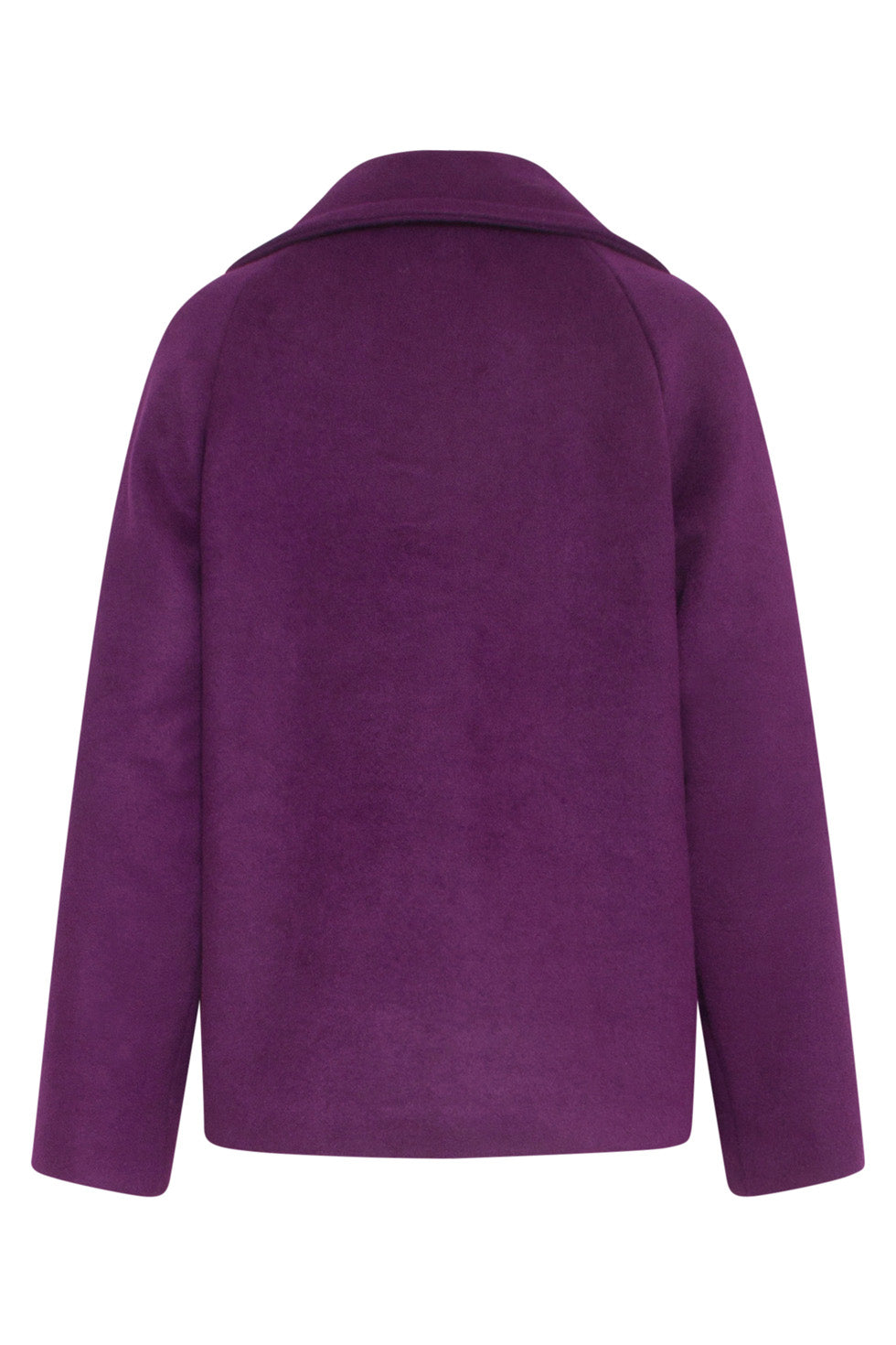 24549 Korte Paarse Overlap Double-Breasted Jas | Purple