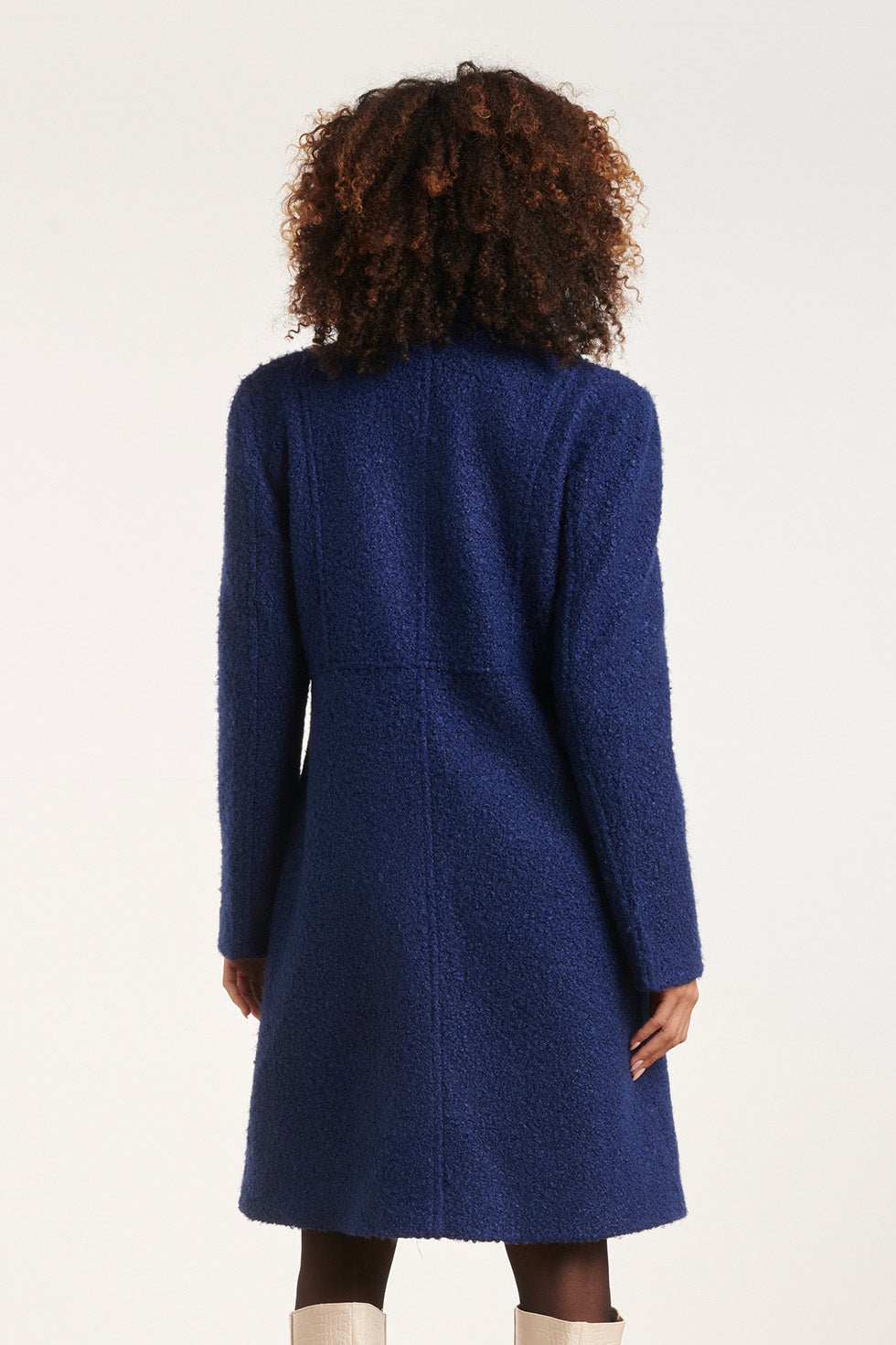 24550 Lange Bouclé Jas | Navy