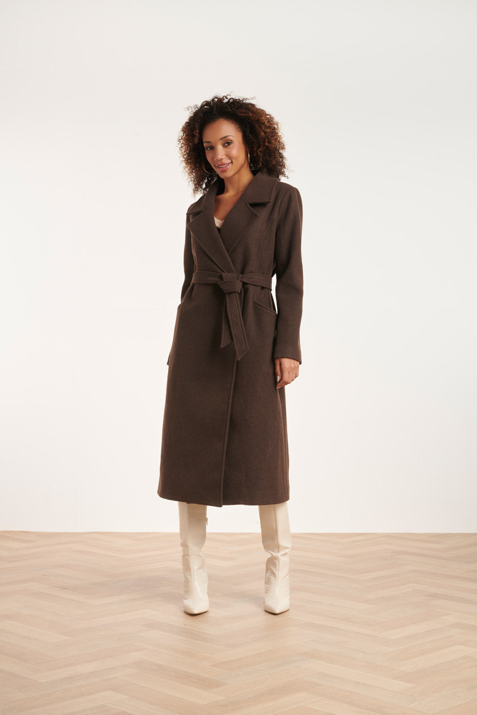 24552 Lange e Jas Met Grote Revers | Brown