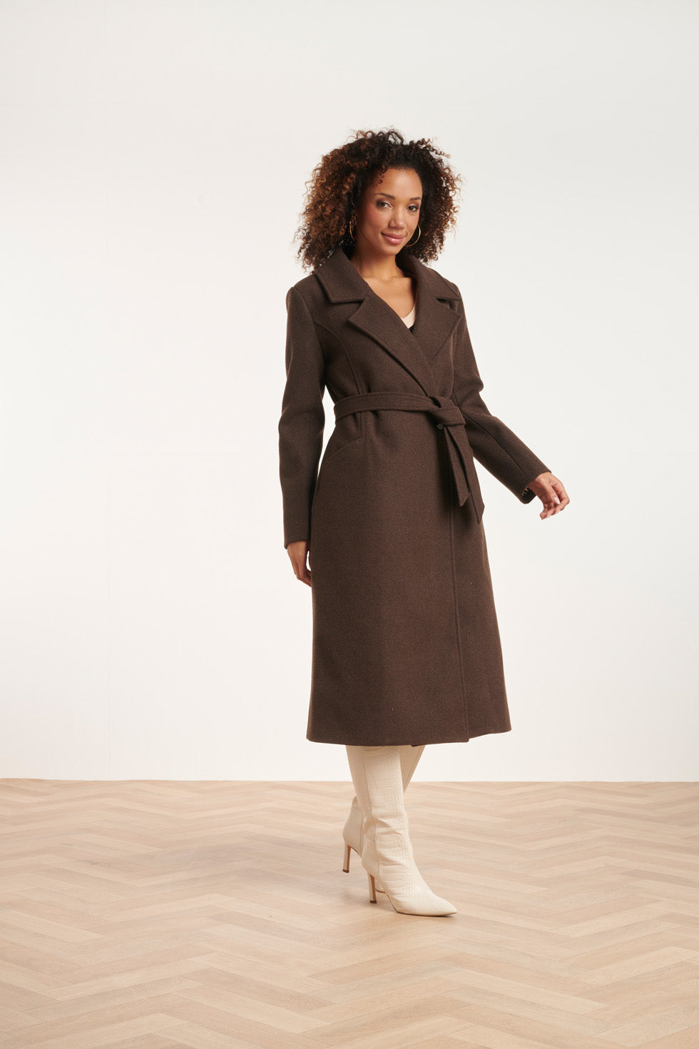 24552 Lange e Jas Met Grote Revers | Brown