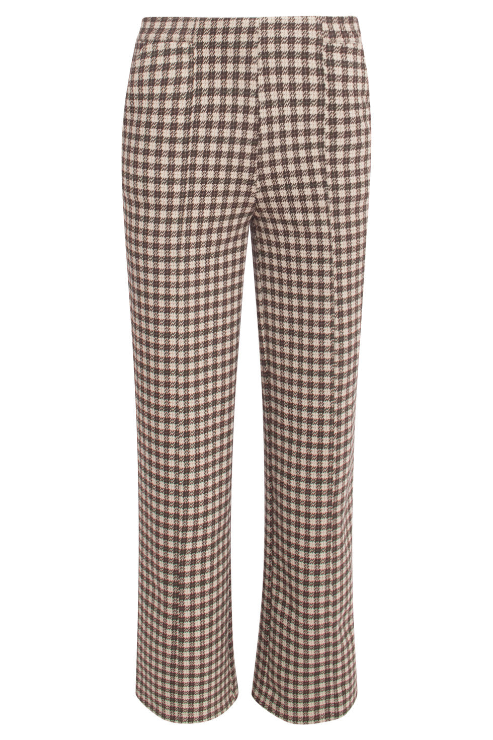 24574 Geruite Wijde Broek | Dark Brown - Sand