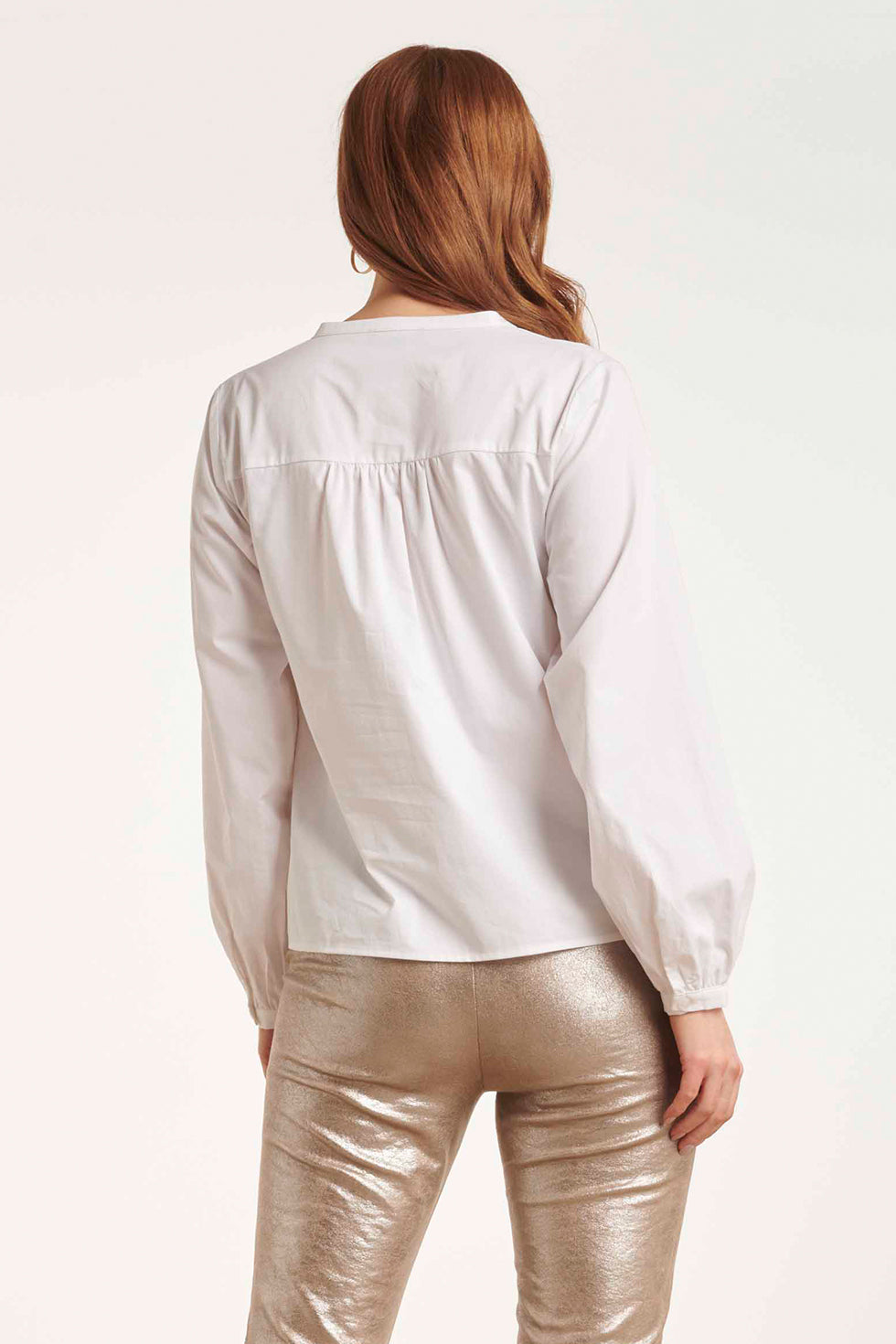 24580 Puffy Sleeve Blouse | White