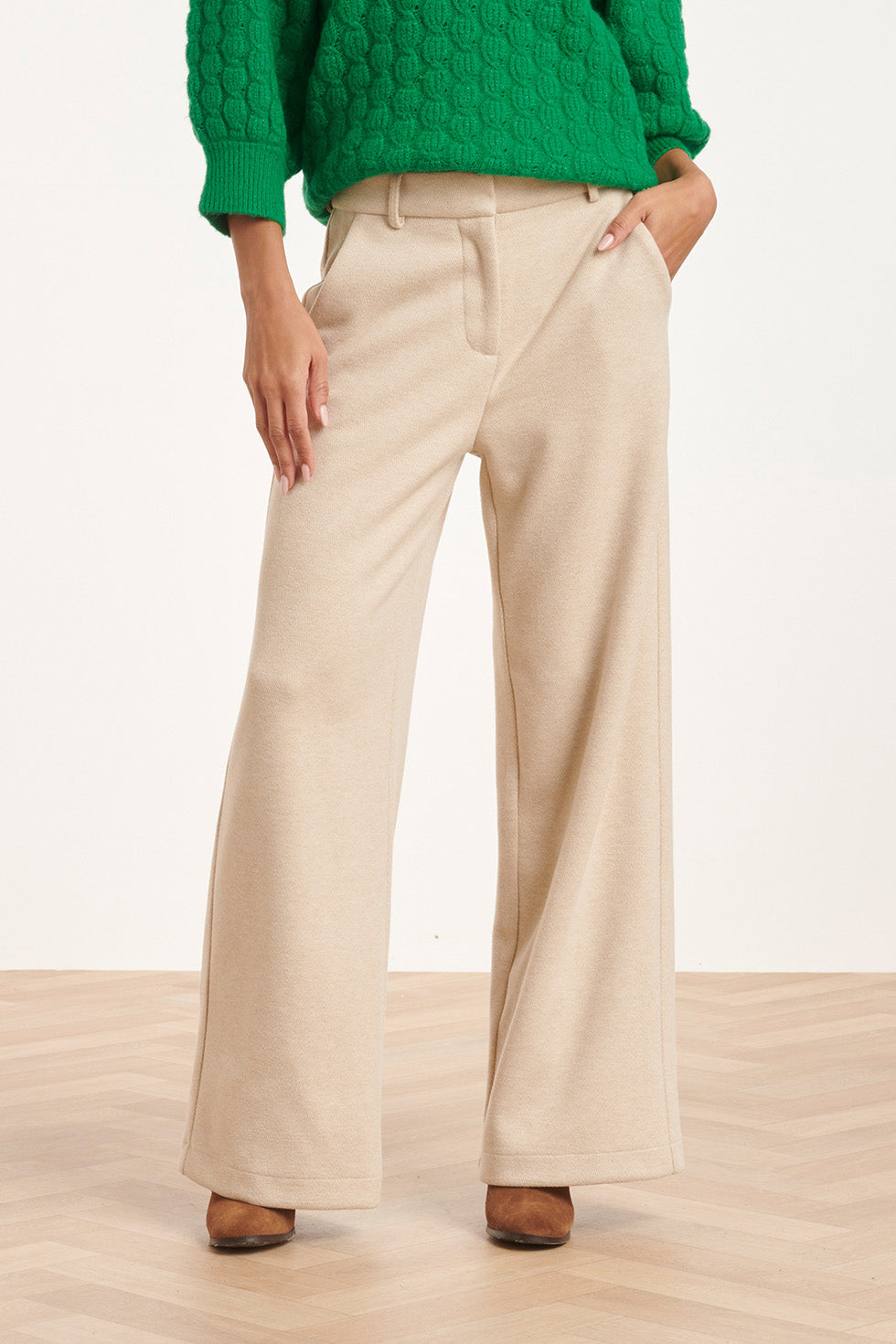 24581 Wijde Pijpen Broek | Sand
