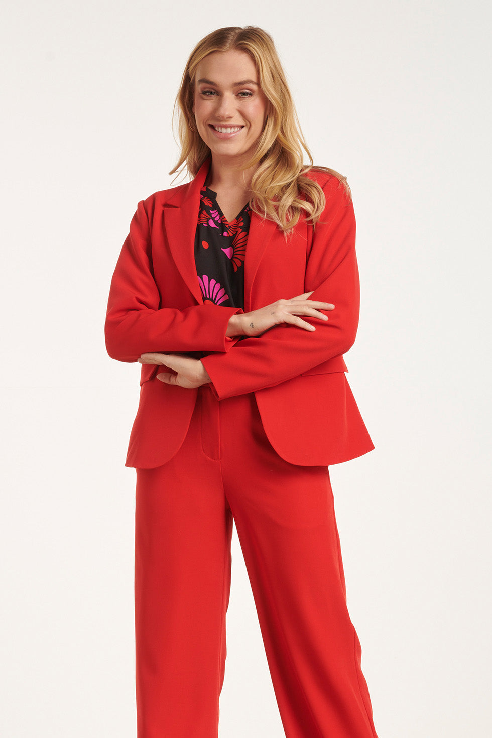 24585 Verfijnde Blazer Met Losse Pasvorm | Red
