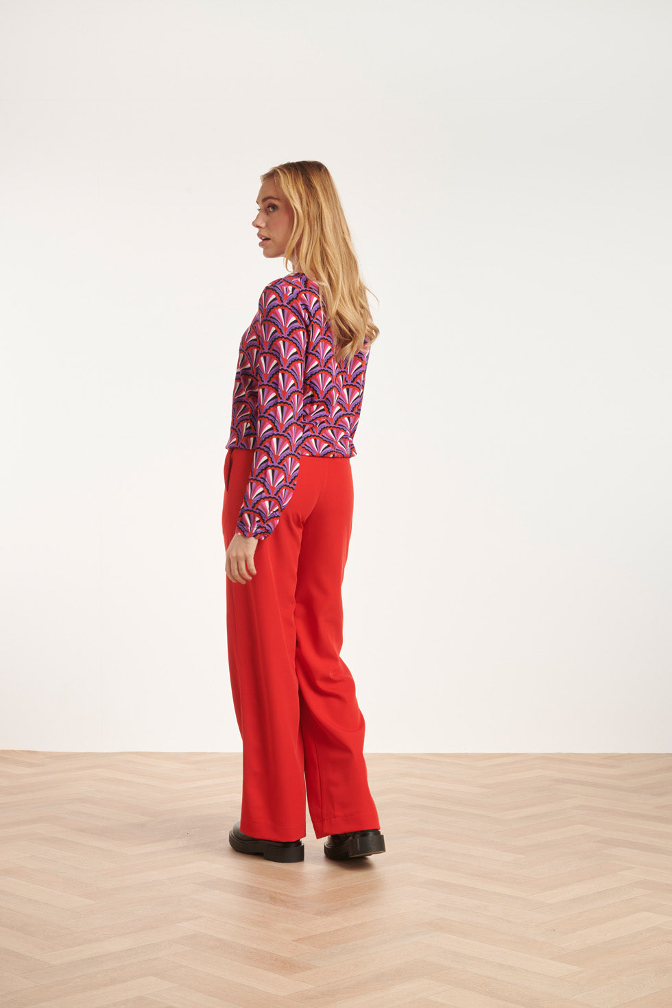 24586 Tailored Broek Met Wijde Pijpen | Red