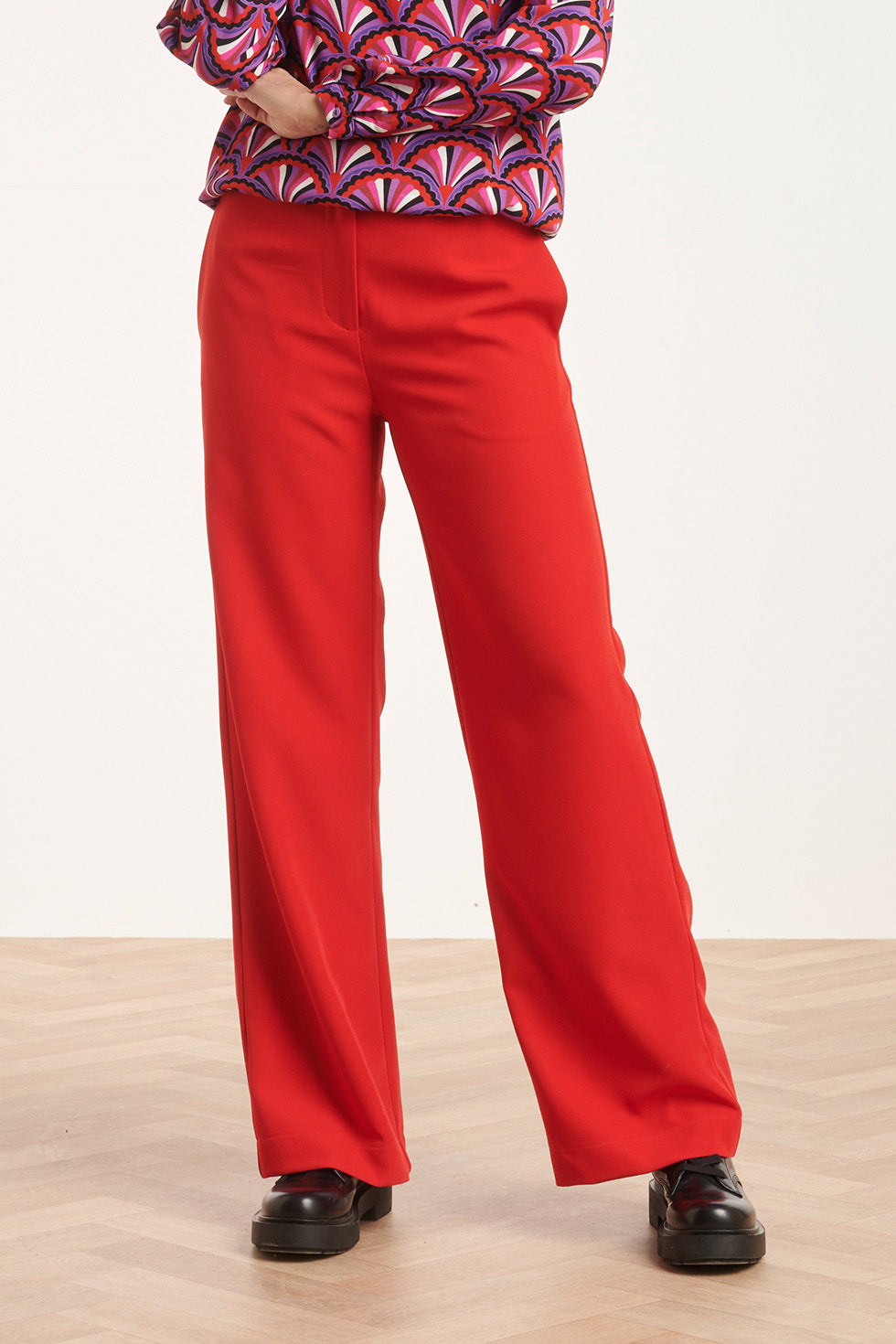 24586 Tailored Broek Met Wijde Pijpen | Red