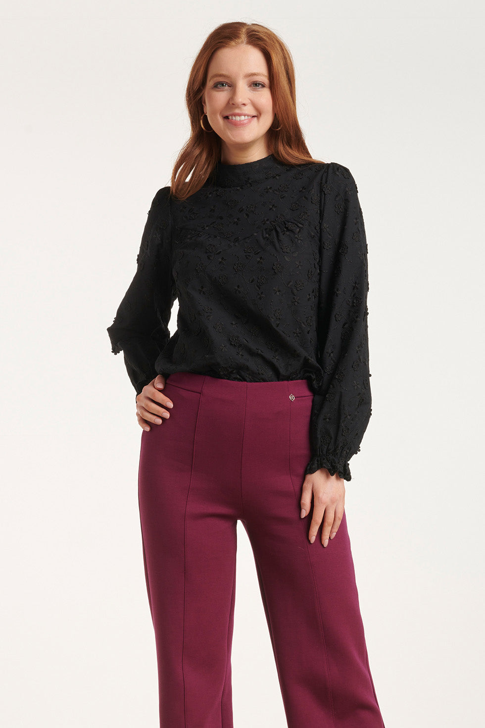 24591 Bloem Textuur e Blouse | Black