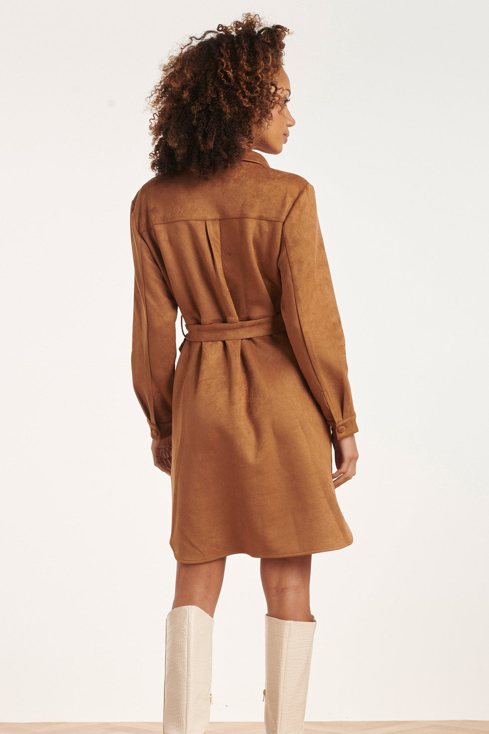 24595 Cognac Suède Overhemdjurk | Cognac