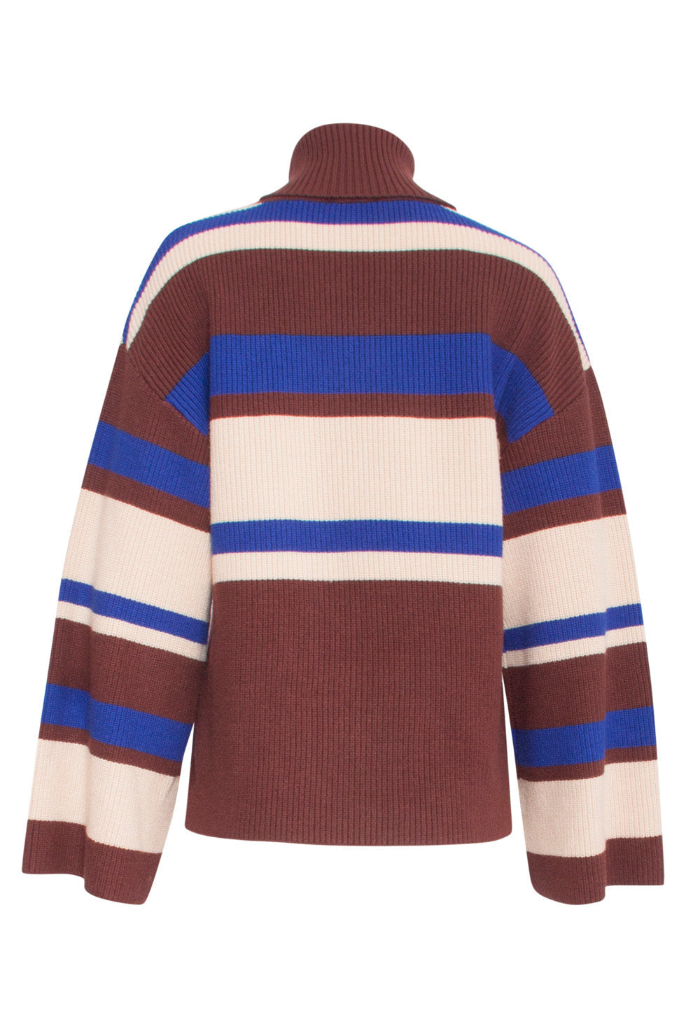 24603 Gestreepte Gebreide Top | Dark Brown - Cobalt