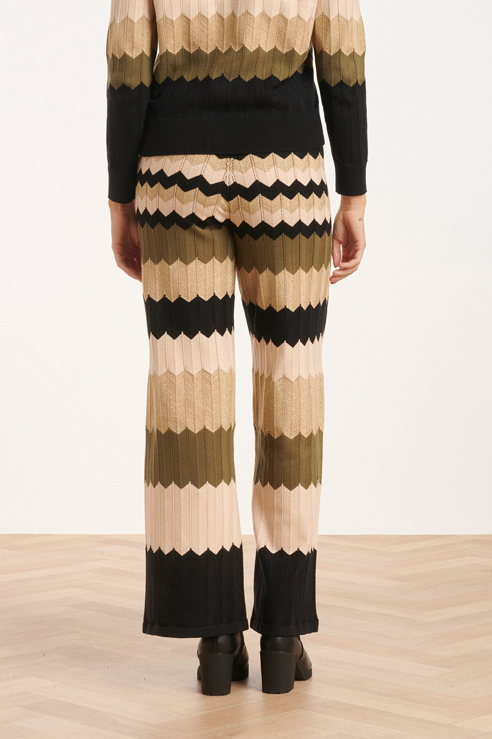 24608 Neutrale Zig-Zag Gebreide Broek | Sand - Muticolour