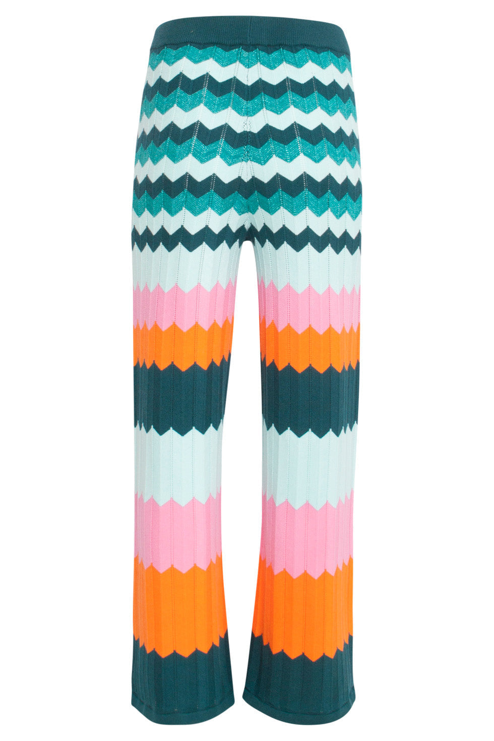24608 rijke Zig-Zag Gebreide Broek | Petrol - Muticolour