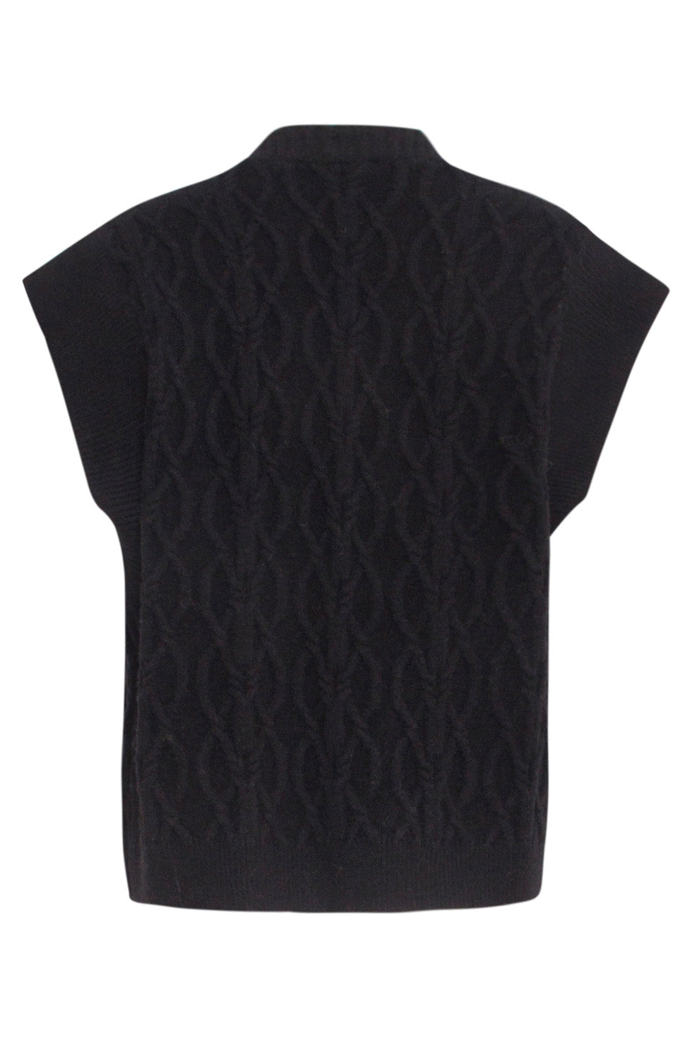 24616 Gebreide Gilet Met Gevlochten Structuur | Black