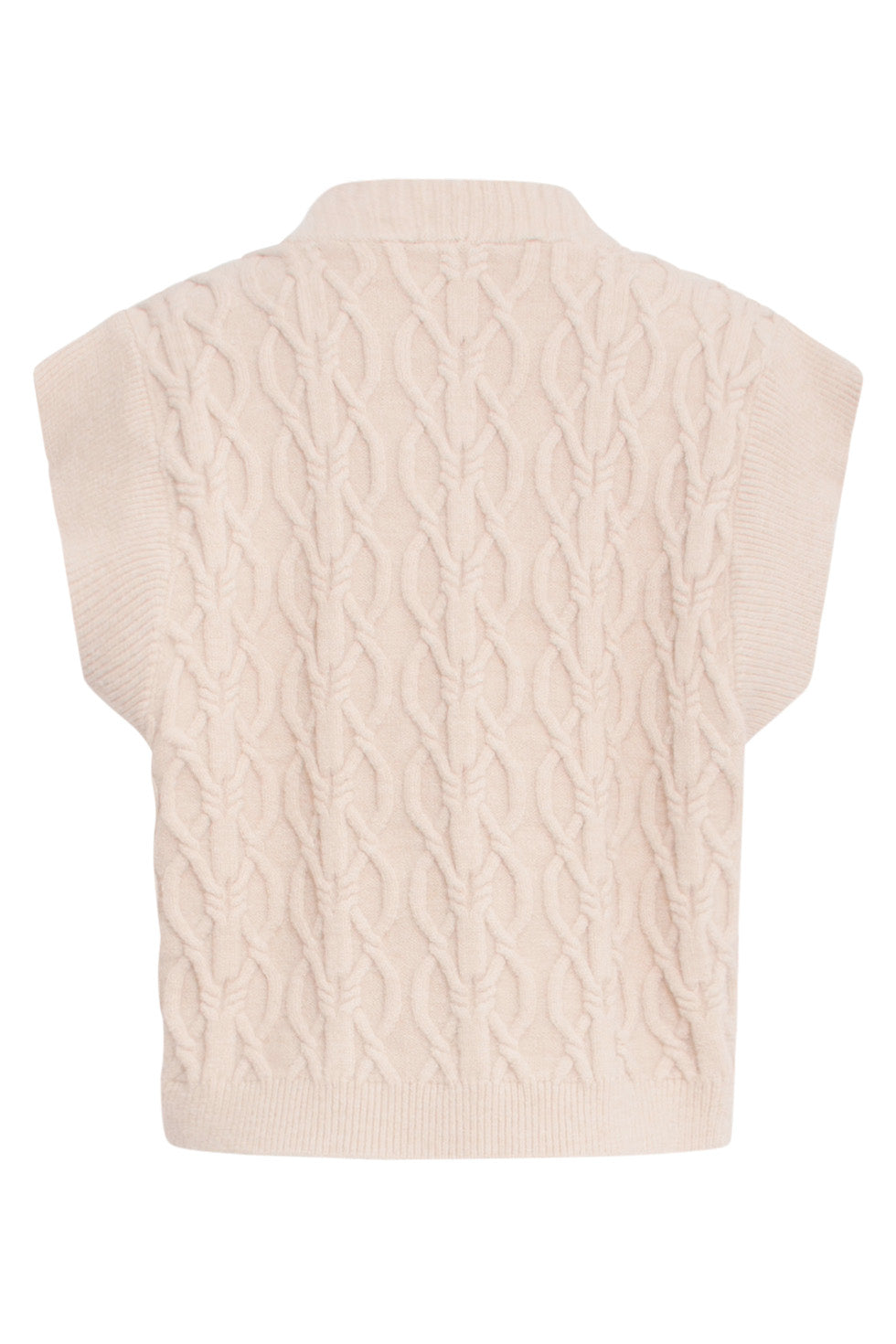 24616 Gebreide Gilet Met Gevlochten Structuur | Sand
