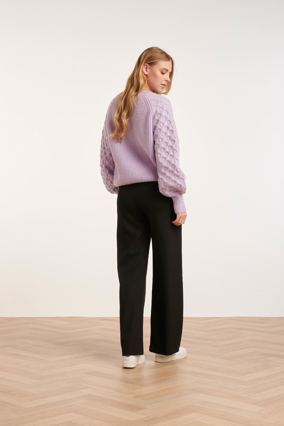 24617 Lila Dikke Gebreide Trui Met Structuur | Lilac