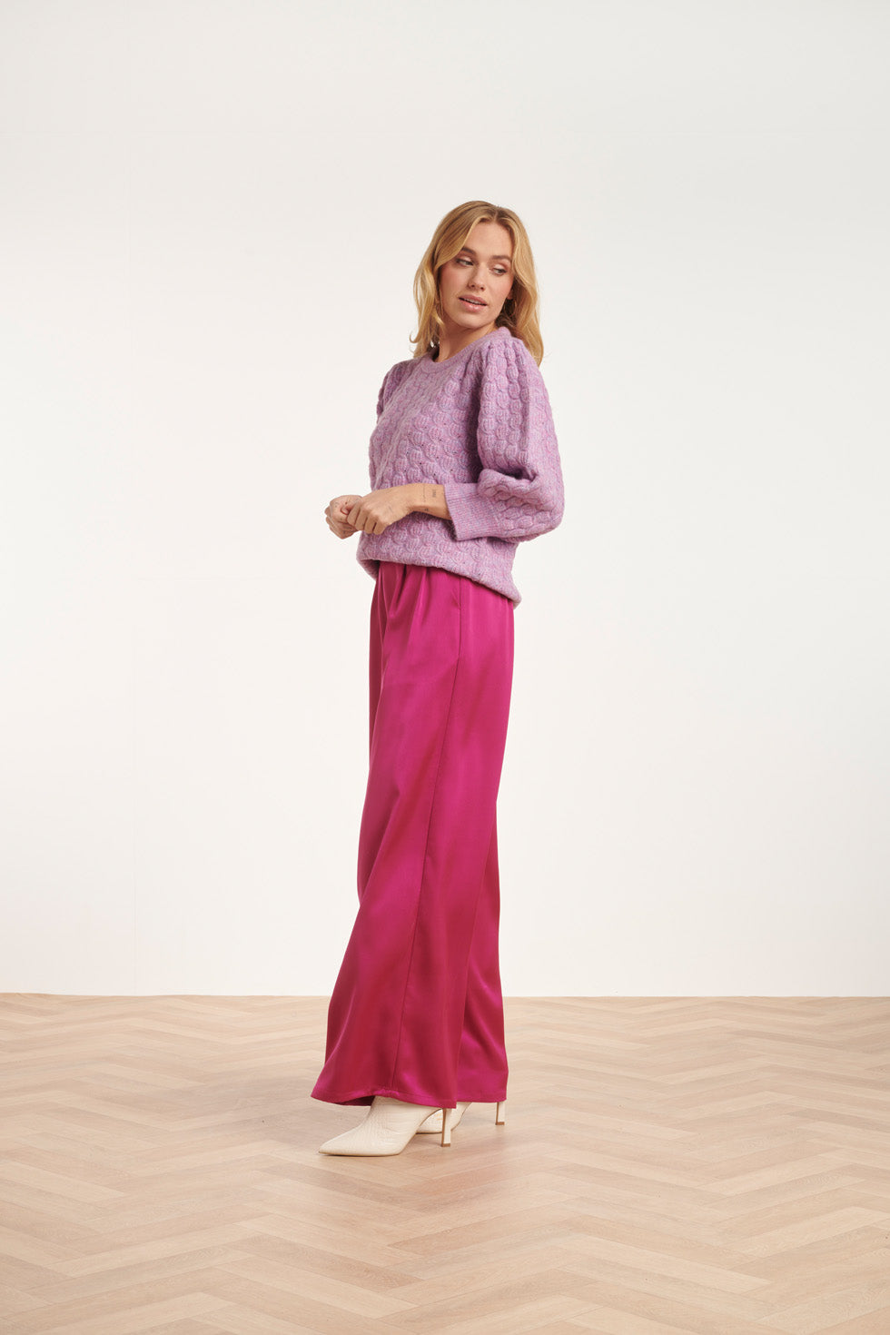 24618 Lila Gebreide Trui Met Structuur | Lilac