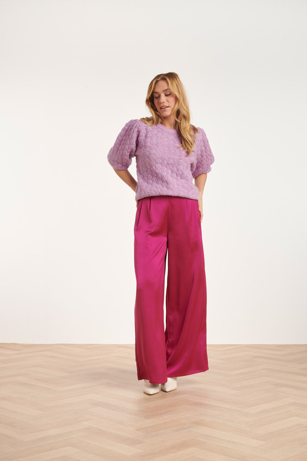 24618 Lila Gebreide Trui Met Structuur | Lilac