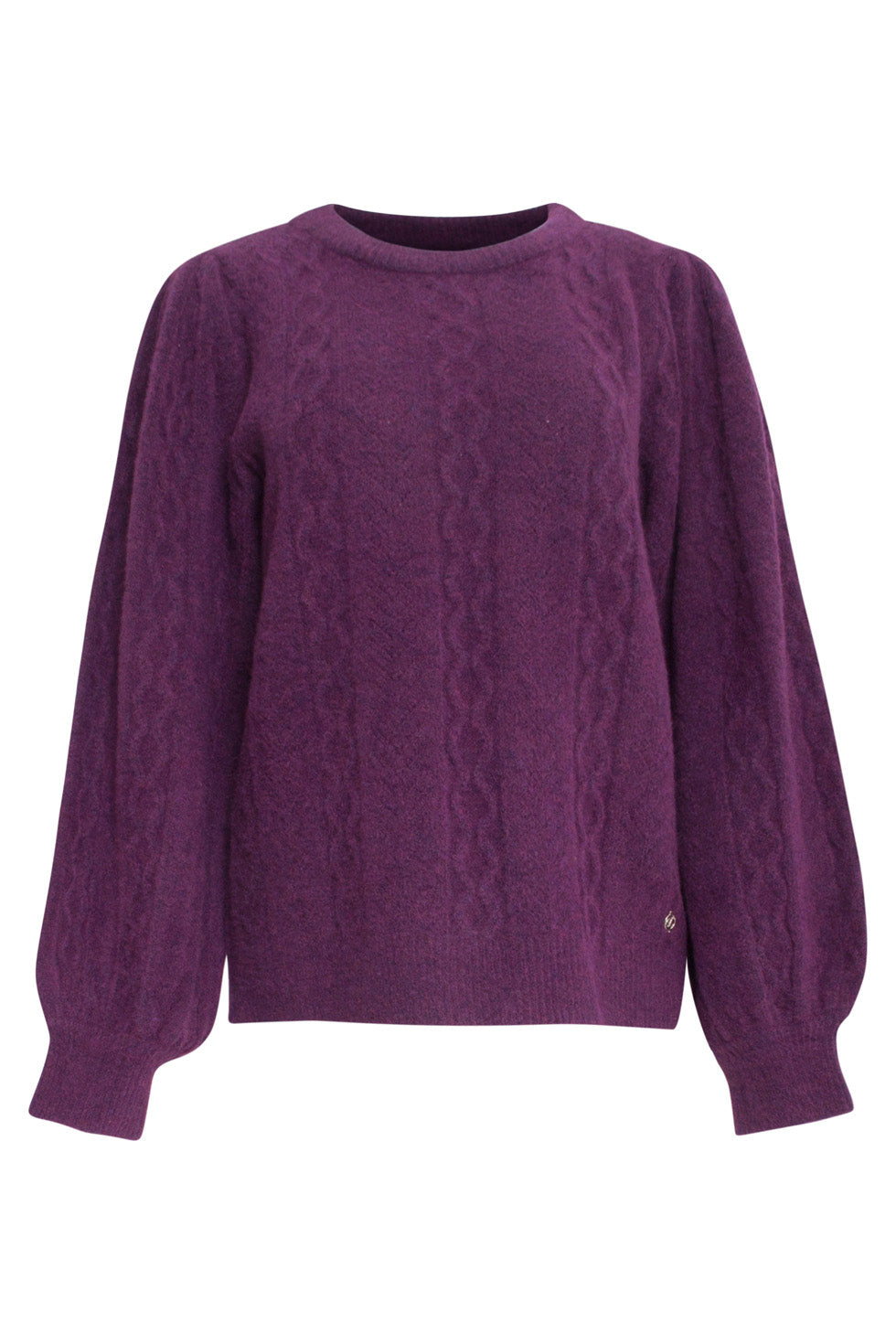 24619 Paarse Gebreide Trui Met Gevlochten Structuur | Purple