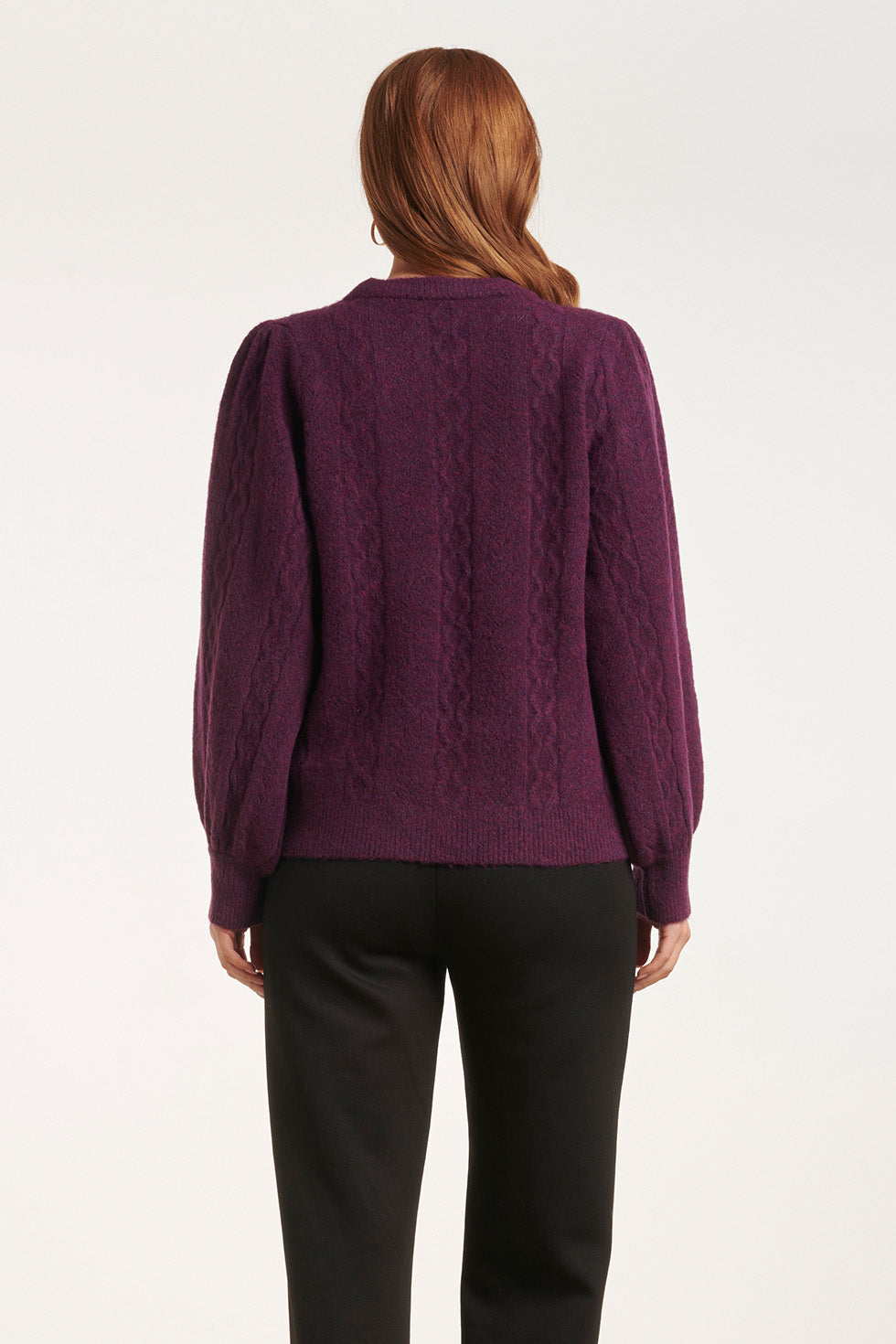 24619 Paarse Gebreide Trui Met Gevlochten Structuur | Purple