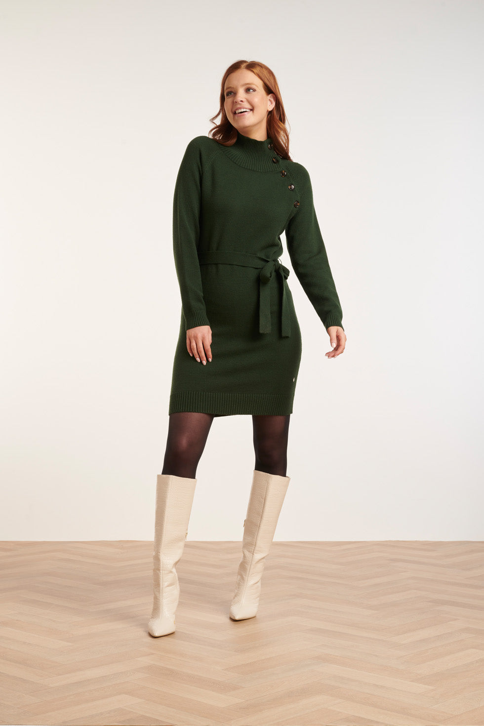 24621 Gebreide Jurk Met Hoge Hals | Army