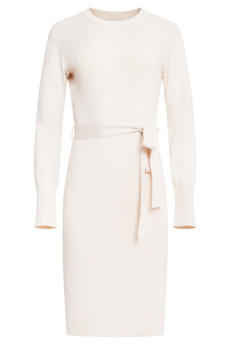 24622 Beige Gebreide Jurk Met Ronde Hals | Sand