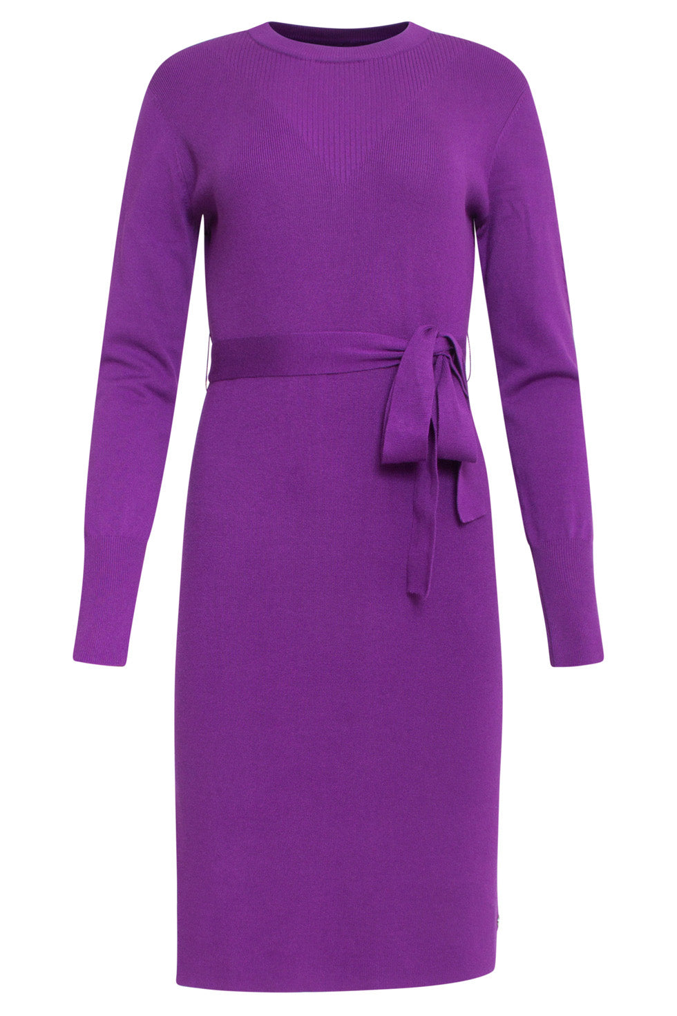 24622 Paarse Gebreide Jurk Met Ronde Hals | Purple