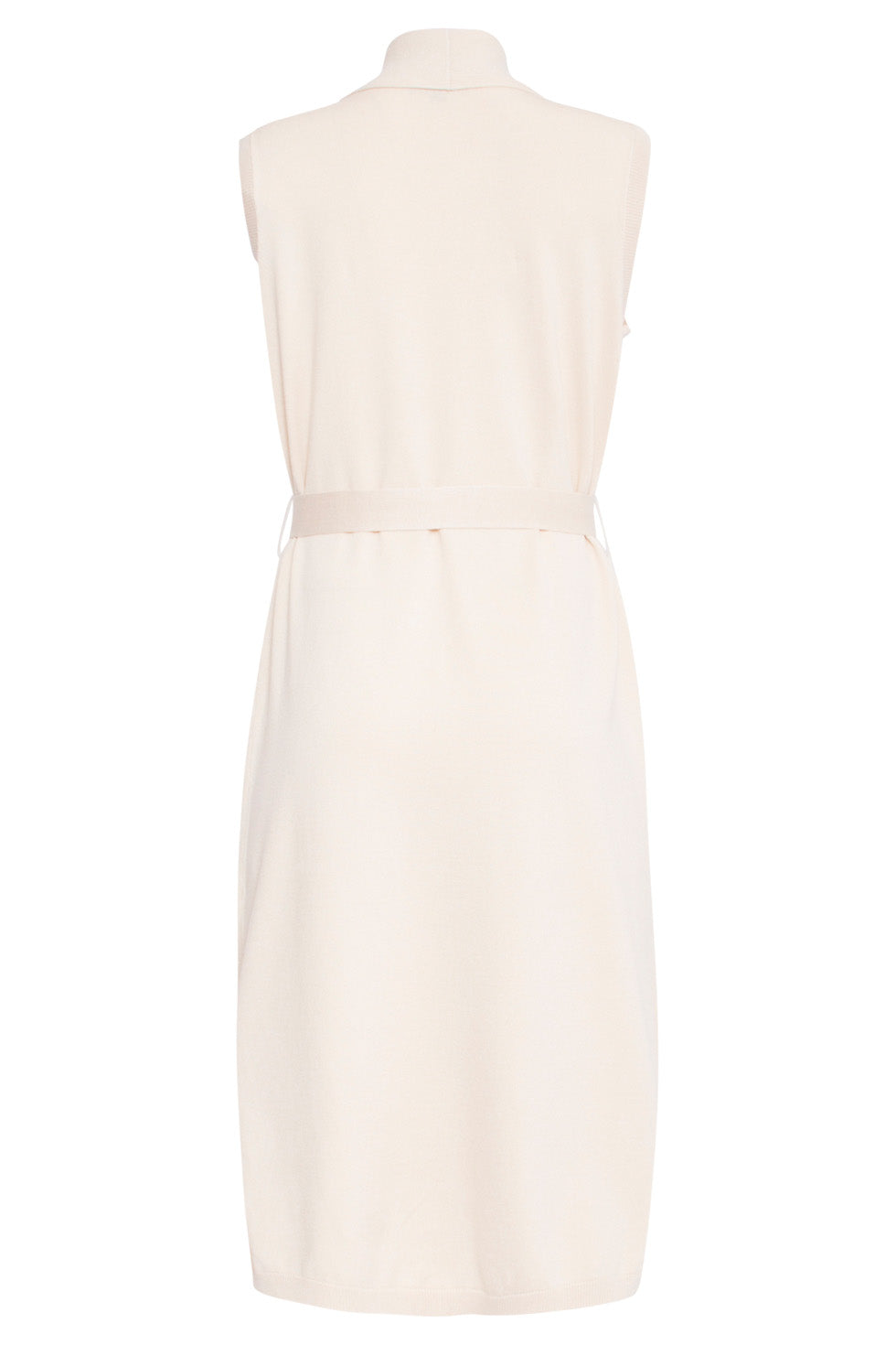 24623 BEige e Mouwloze Fijngebreide Cardigan | Sand
