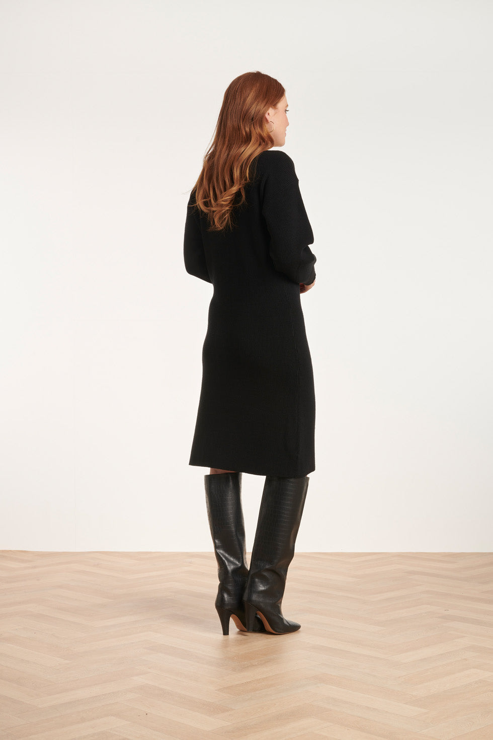 24625 E Gebreide Overlapjurk | Black