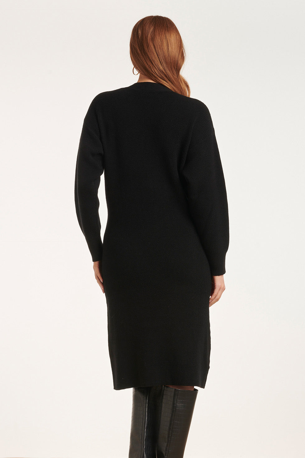 24625 E Gebreide Overlapjurk | Black