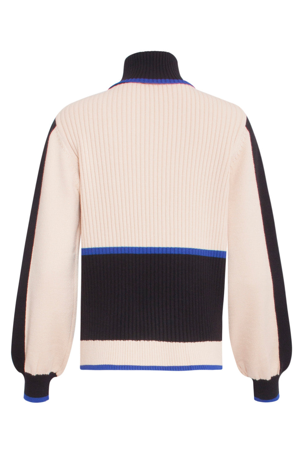 24626 BEige e Blok Gebreide Top Met Turtle Neck | Sand - Black