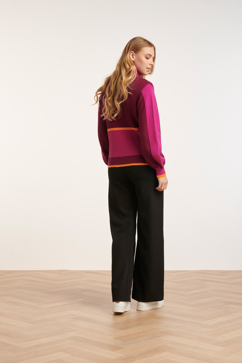 24626 blok Gebreide Top Met Turtle Neck | Cerise - Bordeaux
