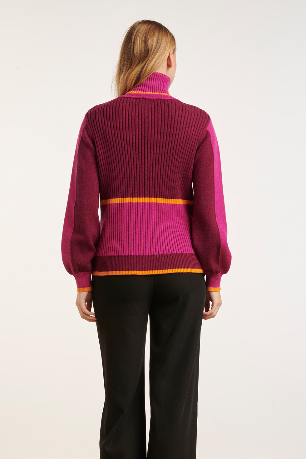 24626 blok Gebreide Top Met Turtle Neck | Cerise - Bordeaux