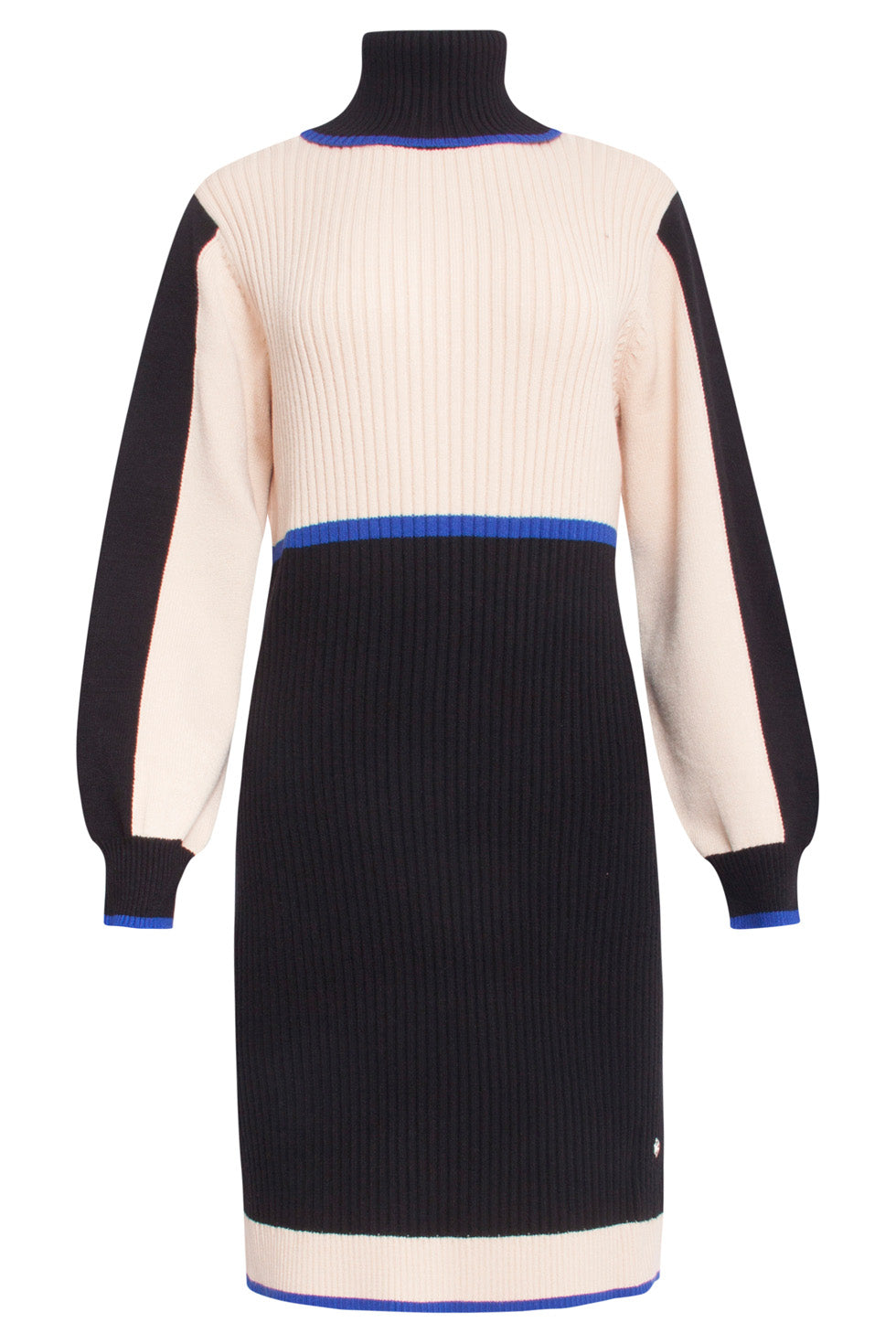 24627 Beige e blok Gebreide Jurk | Sand - Black